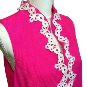 Vince Camuto NWT Appliqué Sleeveless Shift Dress Hot Pink & White Women Size 14